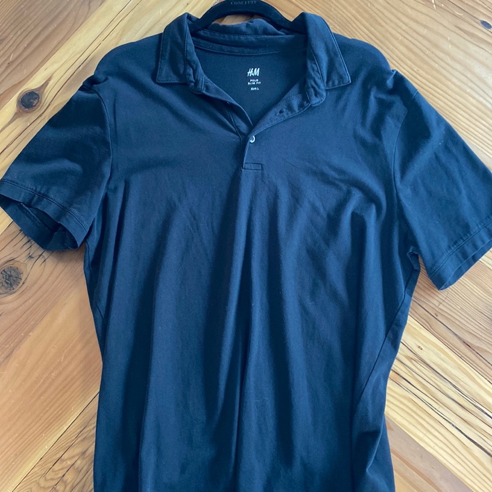 H&M black slim fit polo